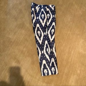 J. Crew Blue & White Ikat Jacquard Pants